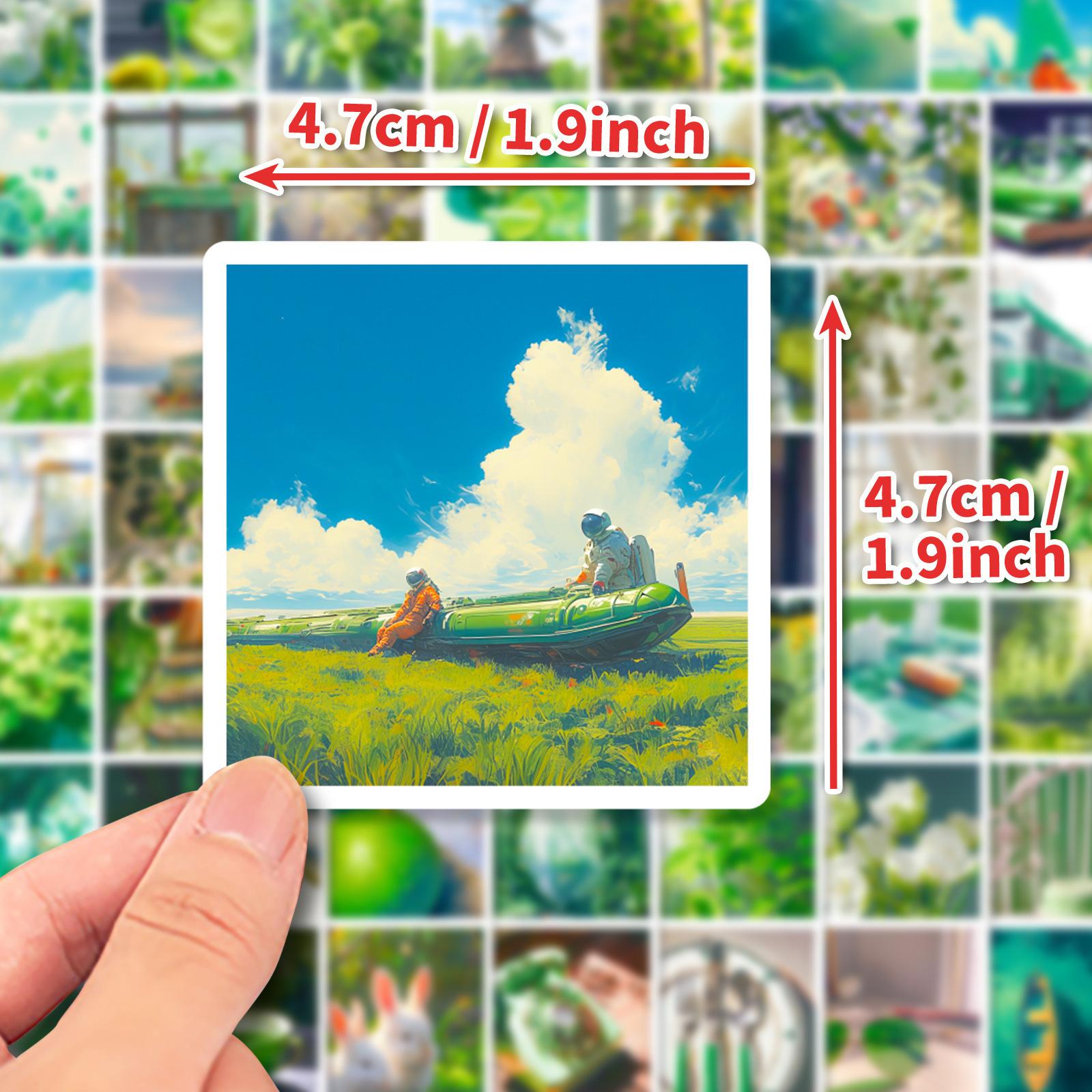 

50 Зеленых Наклеек с Едой Инс Ветер Летние Освежающие Прохладные Свежие Наклейки Сделай Сам Чемодан Заметки