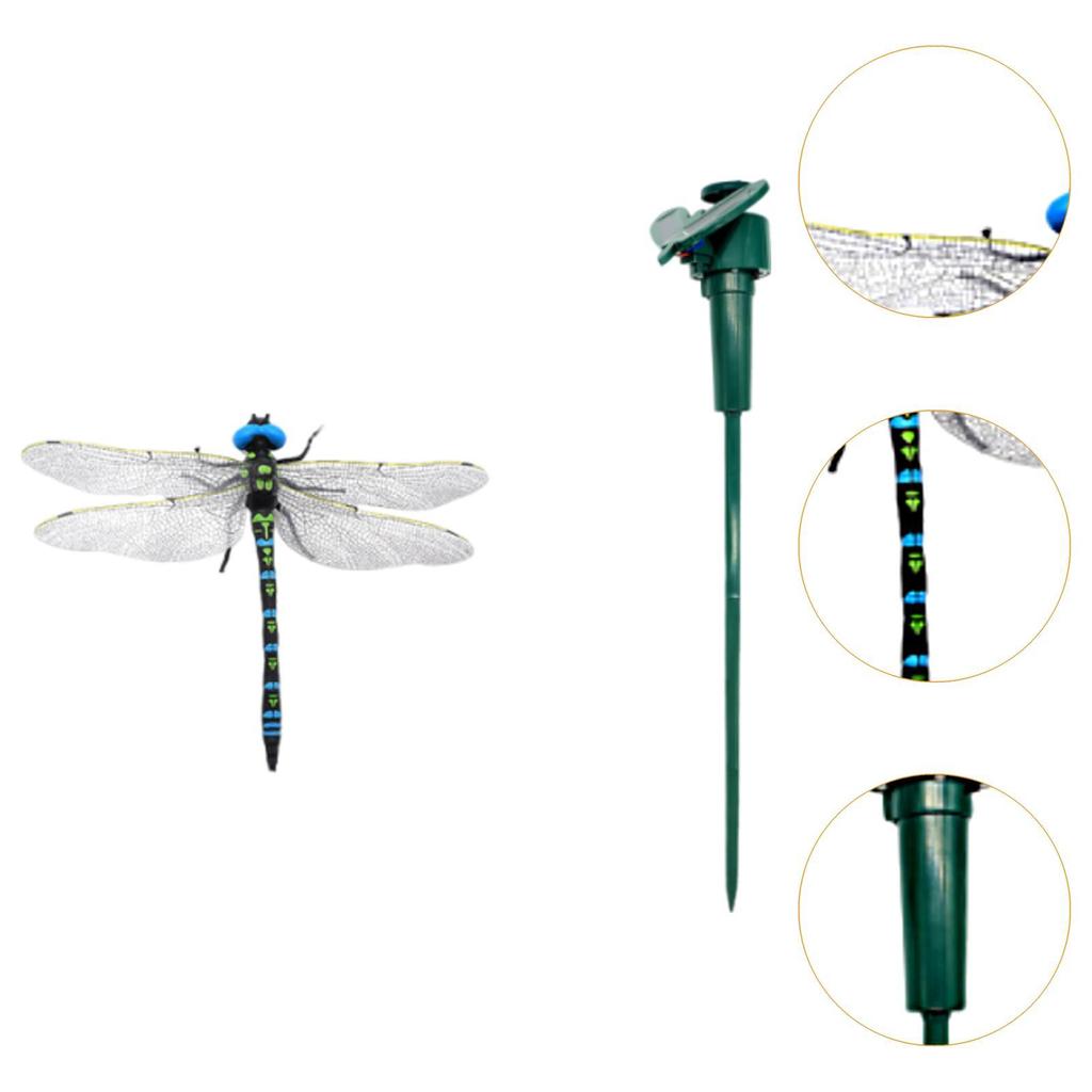 Solar Battery Powered Flying Dragonfly Fluttering for Patio Plants Landscape