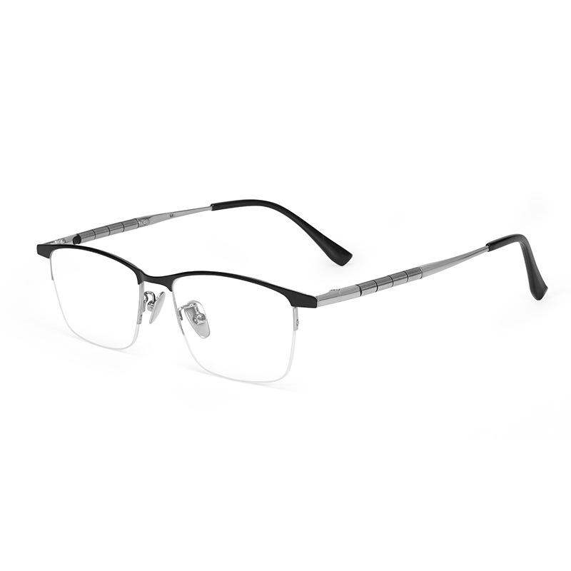 Men Business Half-frame Glasses Pure Titanium Square Eyeglasses Bamboo Knot Design Eyebrow Eyewear Gentleman Spectacle