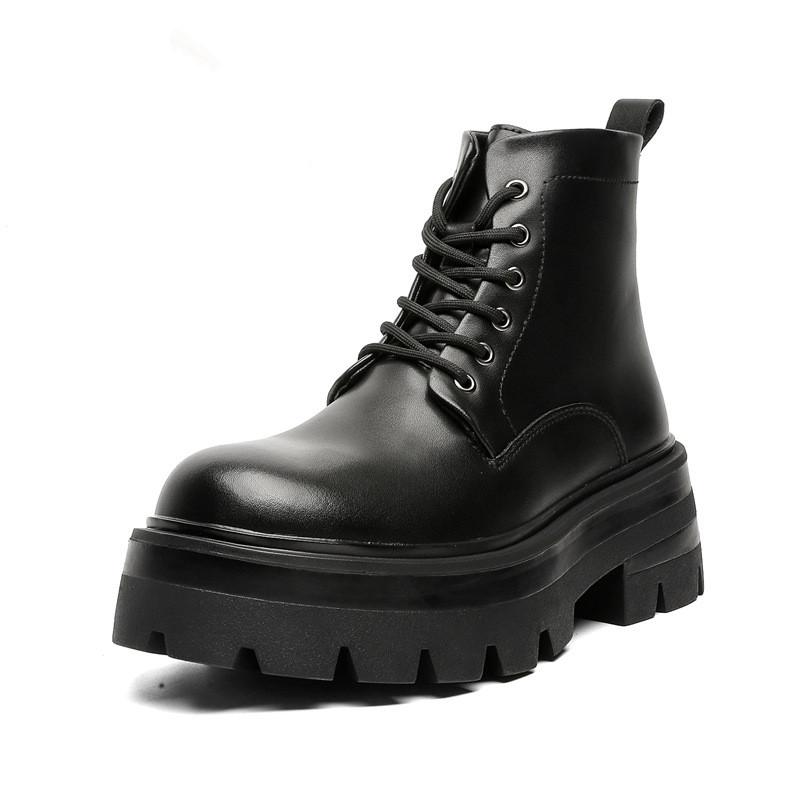 Men's Fashion Punk Rock Dress Platform Boots Black Trendy Original Leather Shoes Cowboy Autumn Winter Boot Cool Ankle Botas Male