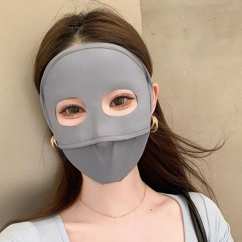 

1/4Pcs Sunscreen Mask Female Uv Protection Full Face Summer High-Efficiency Uv Protection Full Face Protective Mask Dark gray