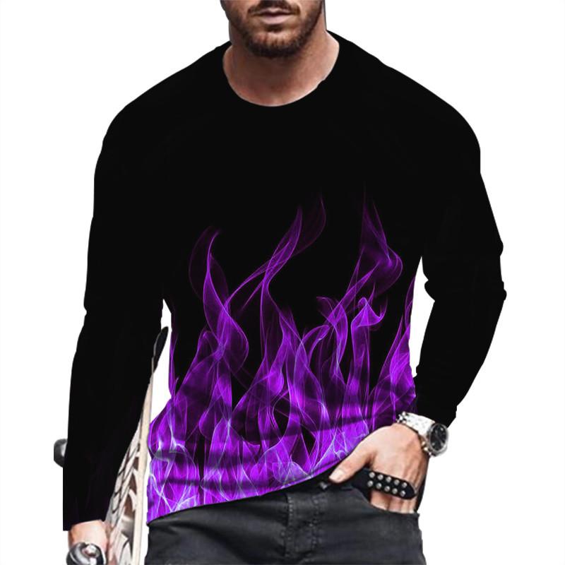 Spring Autumn T Shirts Round Neck Long Sleeves Top Men's Sport Wear Plus Size Vintage 3d Print T Shirt