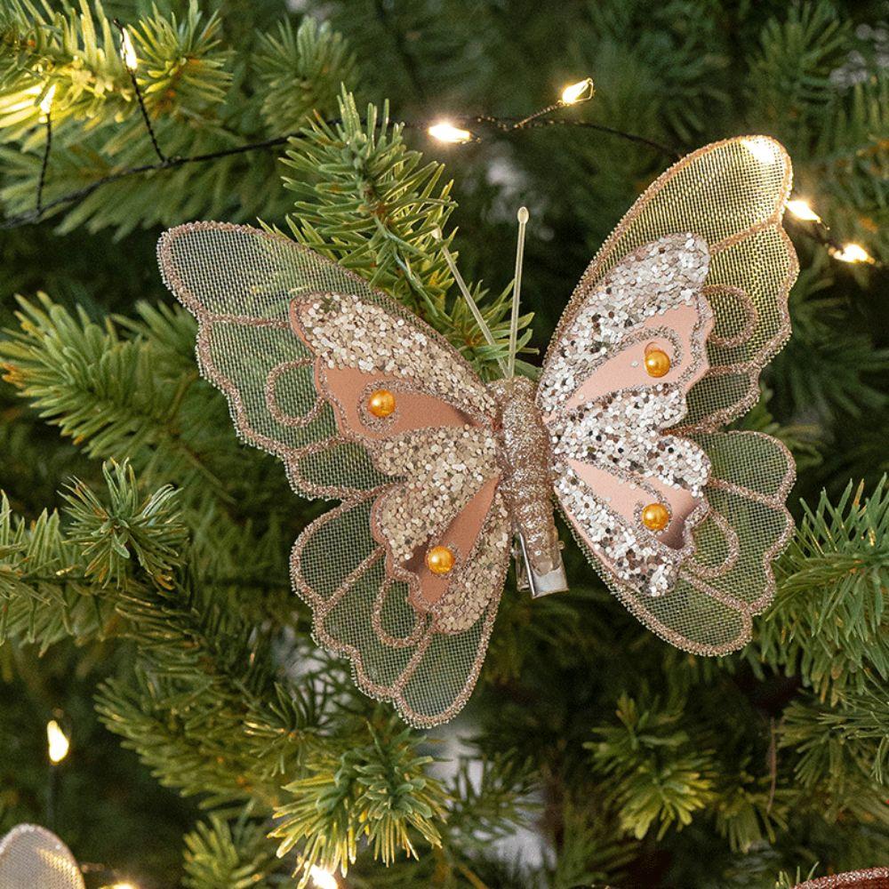 3pcs Multicolor Christmas Glitter Ornament Glittering Simulation Xmas Home Party Decor With Clip Hanging Ornament