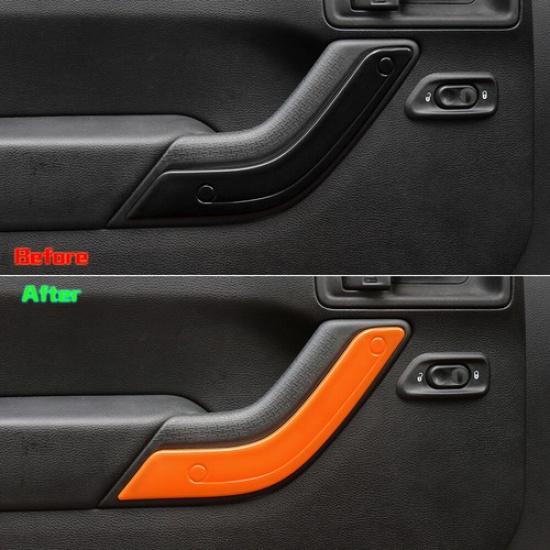 Orange Interior Door Handle Panel Cover Strips Trim For Jeep Wrangler JK 2011-17