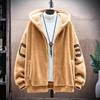 Faux Dicke Herrenjacke Reißverschlusstaschen Kapuzenjacken Lässige Verdickte Sherpa-Fütterung Winter Warme Herrenjacken