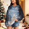 Blusão casual de lã polar para crianças com estampa de Natal e design com capuz