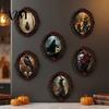 Metal Cabinet Halloween Seasonal Ornaments Magnetic Fridge Magnet, Ghost Witch Photo Frame, Wooden Small Scene Props Frame Decoration, Vintage