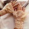 Summer Mesh Lace Hollow Hook Flower Fake Sleeve Set for Women's Fashion with Trumpet Cuffs Lace Fake Sleeves Wrist Cover