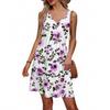 Women's Summer V-neck Casual Beach Vacation Style Retro Floral Print Sleeveless Patchwork Dress