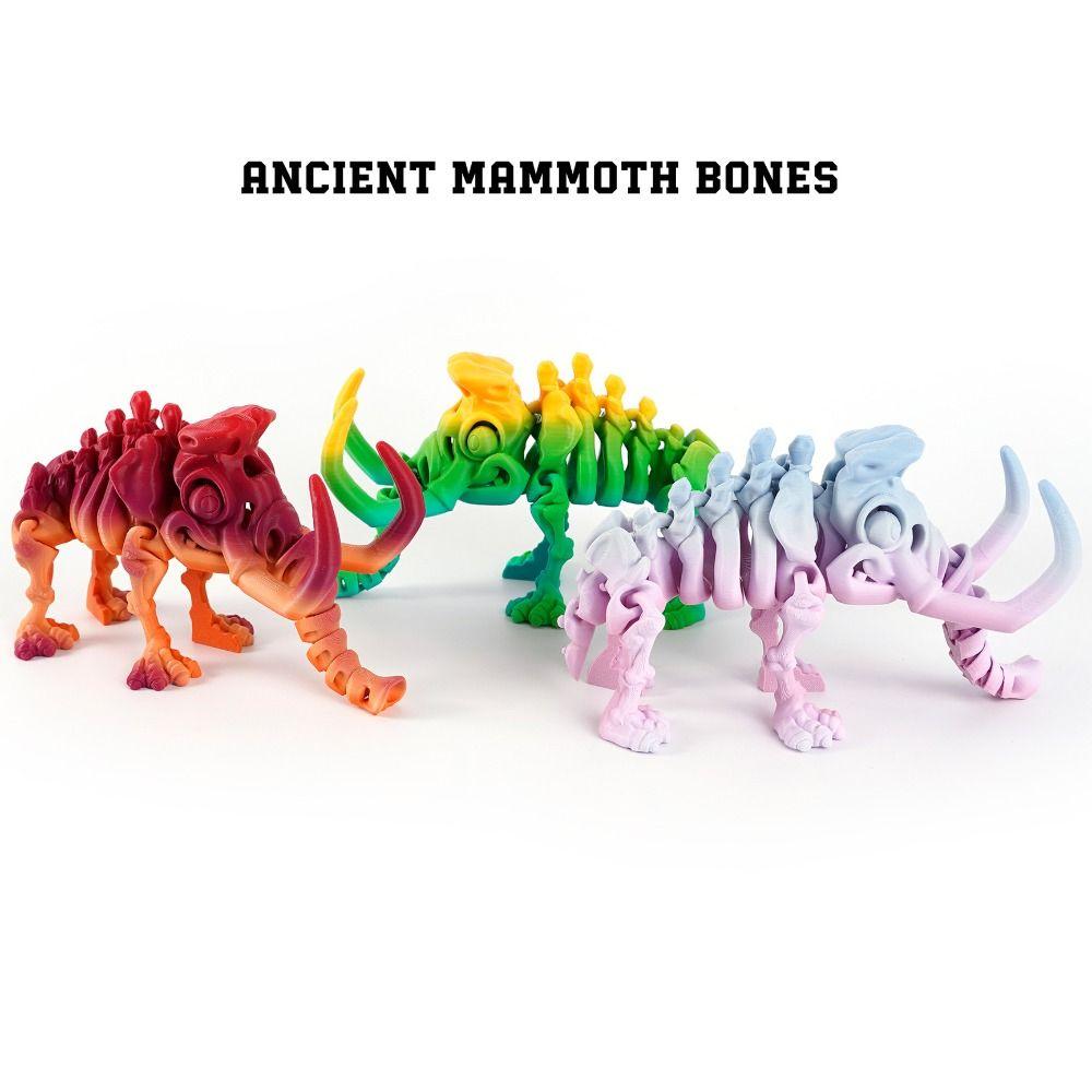 10 Colors 3D Printed Mammoth Model PLA Plastic Animal Simulation Model Children's Toy