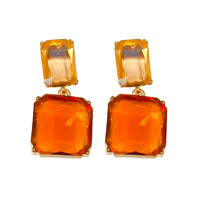 Retro Square Crystal Rhinestone Geometric Earrings