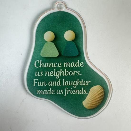 Christmas Pendant Xmas Tree Stocking Shape 2D Acrylic Seaside Festive Decoration with Lanyard Beach House Holiday Decor
