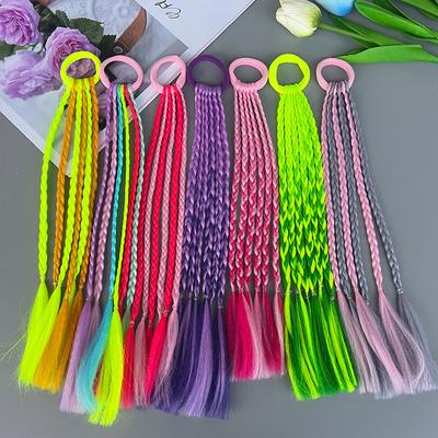1PC Lovely Girls Colored Dirty Braids Wigs Ponytail Headbands Rubber Bands Hair Bands Headwear Kids Hair Accessories