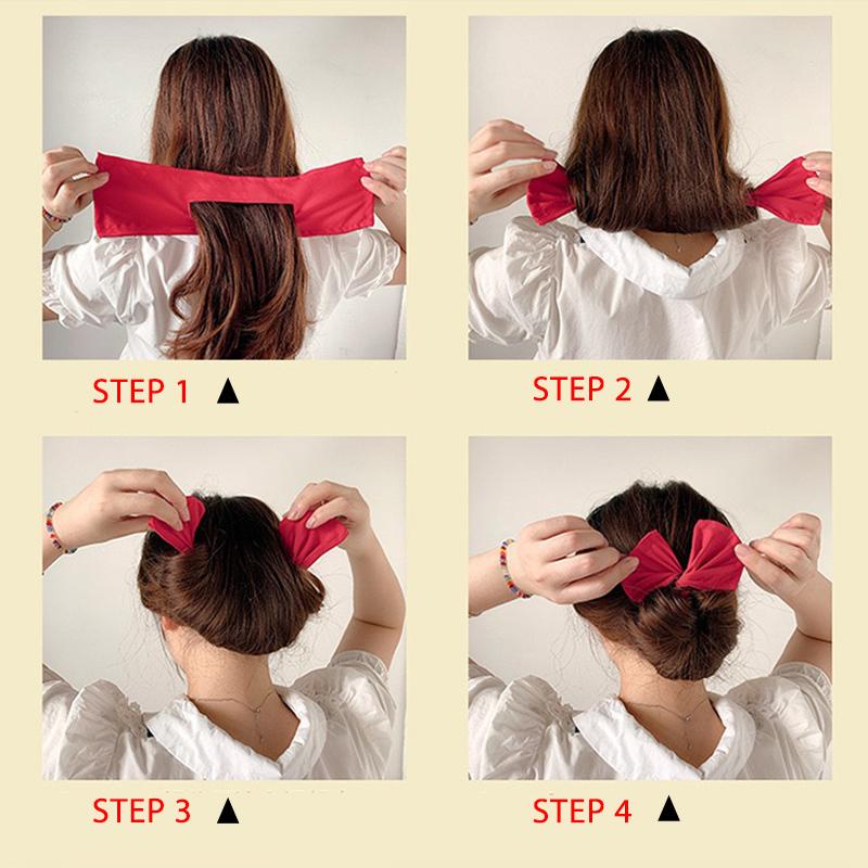 Trend Long Magic Twist Bow Tie Hairpin Styling Tool Floral Print Hairbands Korean Big Ponytail Holder Hair Accessories For Women