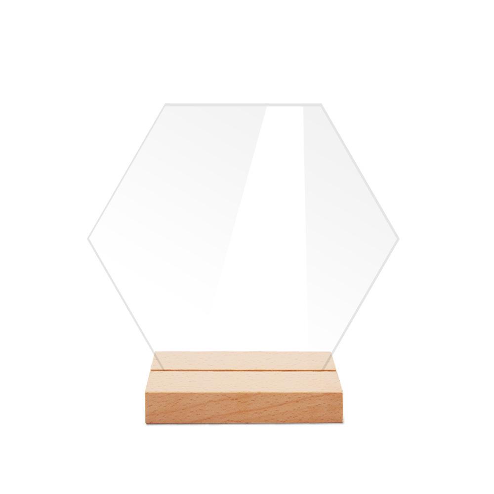 Transparent Acrylic Wedding Table Number Signs: Hexagonal, Rectangular, and Round DIY Seating Cards.