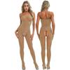 Womens Sleeveless Full Body Elastic Bodysuits Silky See Through Rompers Glossy Sexy Jumpsuits