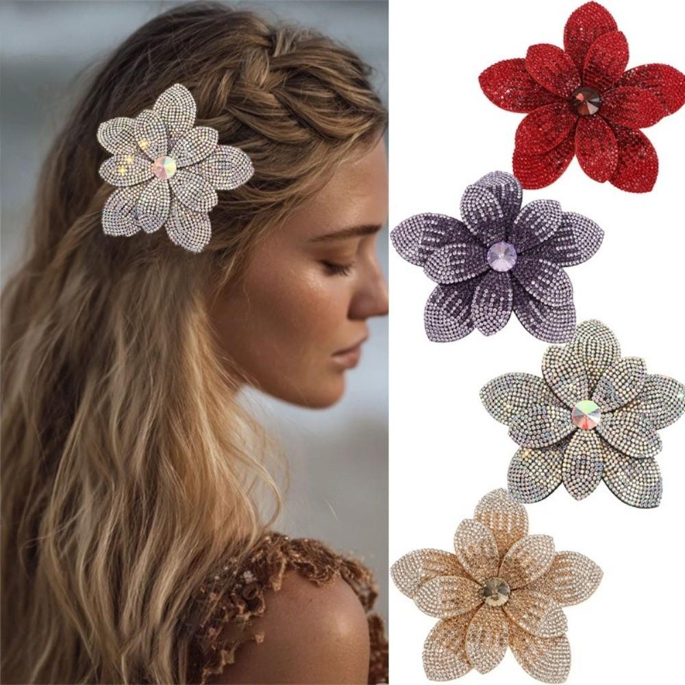 Sweet Large Rhinestone Hair Clip Double-layer Barrettes Flower Hair Clip Headwear Korean Style Spring Clips Women