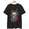 Skull Pierced By Sword Roses Thorns Gothic TShirt