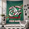 Wall Hanging Tapestry With Custom Name & Text, South Sydney Rabbitohs Decorative Tapestry For Bedroom