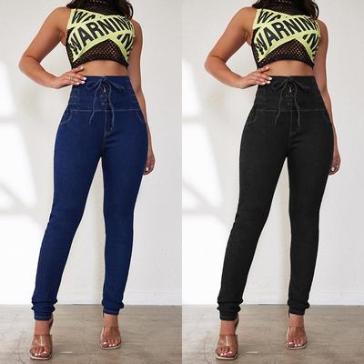 Nuovi jeans sexy con lacci sui fianchi e gamba stretta da donna per primavera ed estate