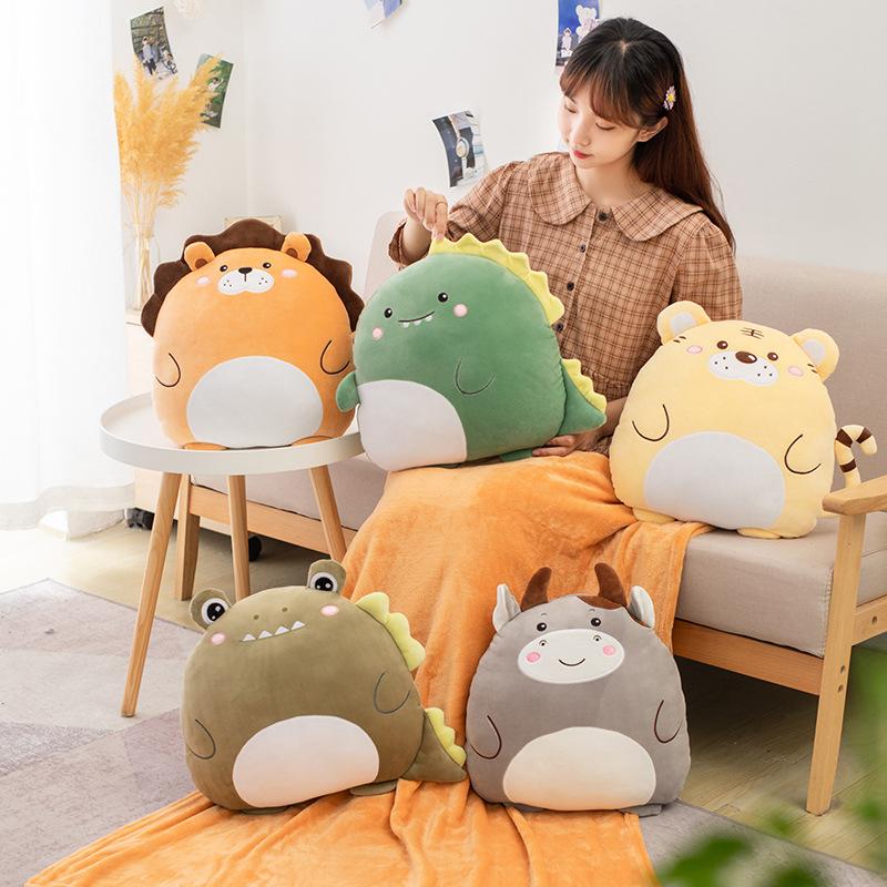 Cartoon Office Pillow Quilt 2 In 1 Car Cushion Multi-Function Blanket 7 Colors Cushion Decor Nap Blanket for Afternoon Rest