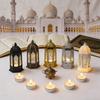 1pc Ramadan Castle Candle Lamp, LED Eid Candle Lantern, Vintage Decorative Hanging Tealight Lantern for Ramadan Home Party Decor