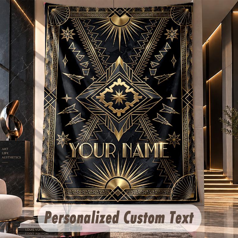 Art Deco (37) Theme Custom Tapestry Personalized Custom Name Text Wall Hanging Tapestry Home Decor Background Cloth