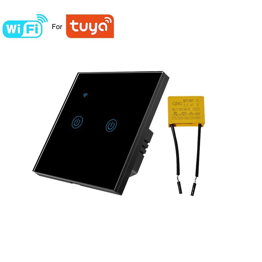 Intelligenter WiFi-Wandschalter mit 2 Tasten für das Tuya-Ökosystem Optionale Ein-Draht-Installation Neutralleiter Optional EU-Standard