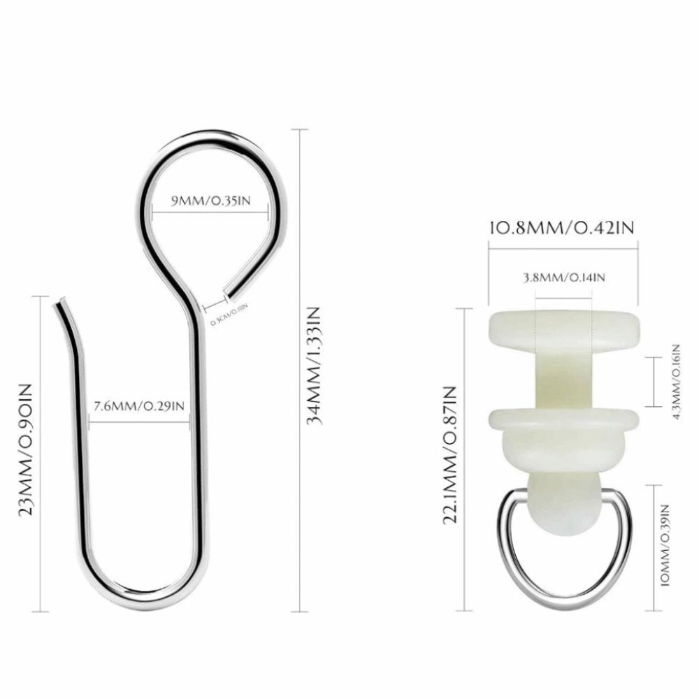 

White Plastic Curtain Track Glider Heavy Duty Shower Curtain Pulley Ceiling Track 10 pairs