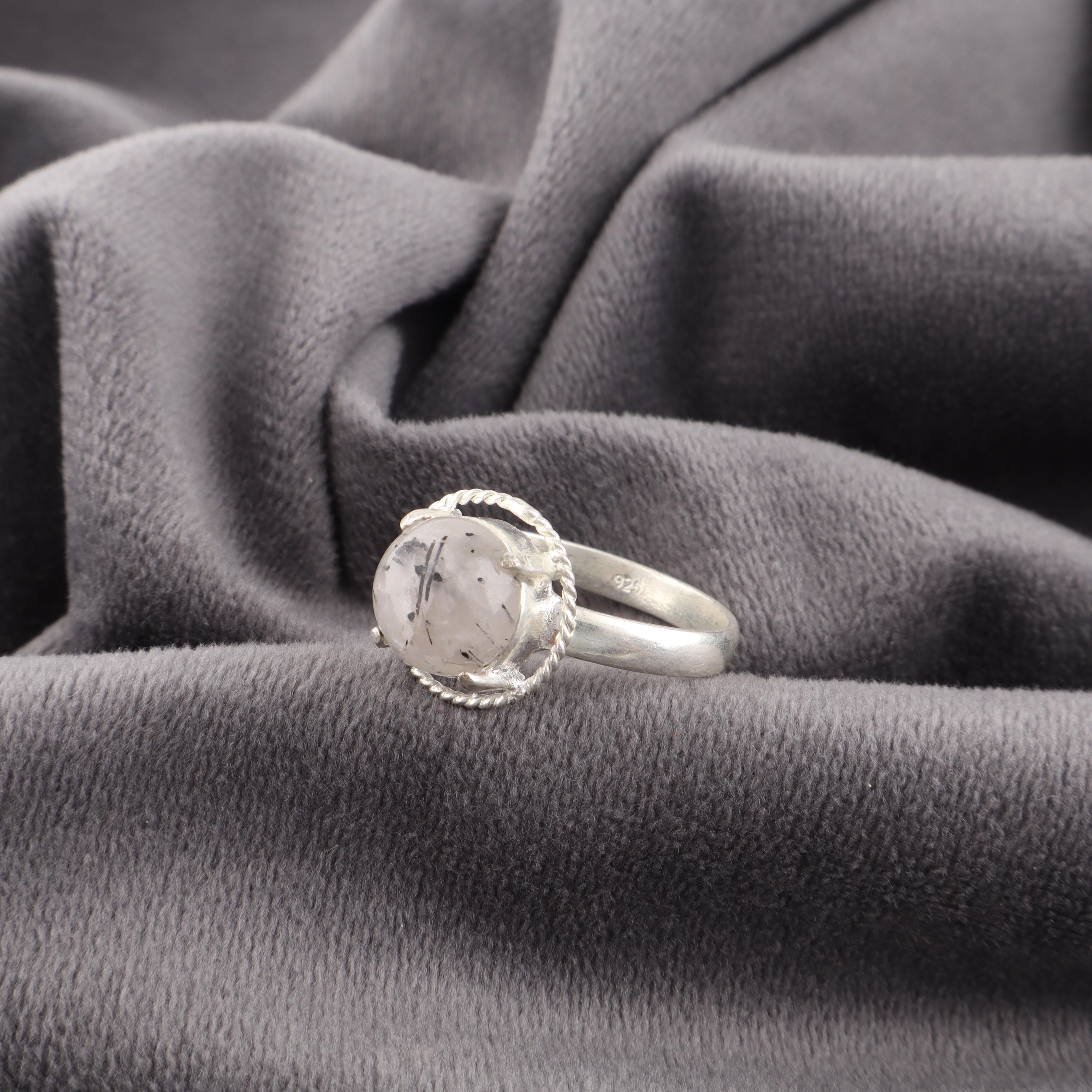 

Украшения из драгоценных камней Черного Рутила, Кольцо из стерлингового серебра 925 пробы, Красивое серебряное кольцо, Богемные украшения ручной работы для свадебного подарка 12 чёрный