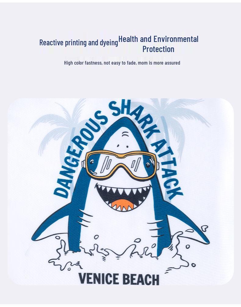 2024 Jungen Niedliches Hai Kurzarm Badeanzug Set - Schnelltrocknend Sonnenschutz