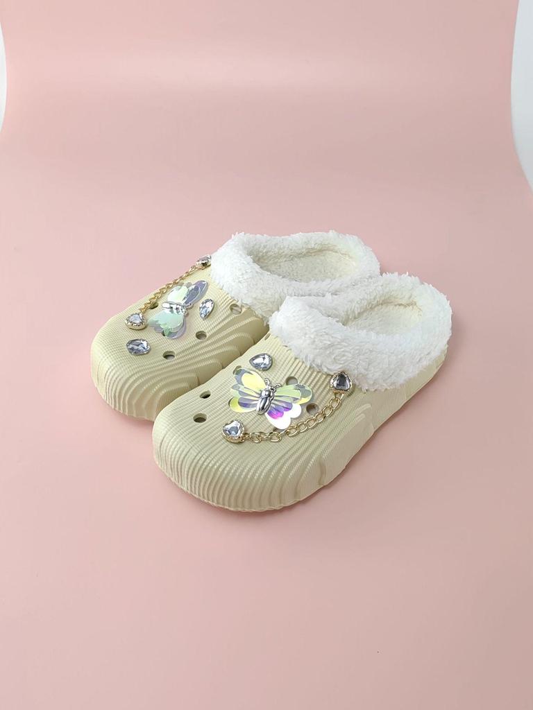 2025 Mode Bequeme Baumwolle Schmetterlingspantoffeln für Zuhause - Unisex Flache Sohle Warm Kettenstil