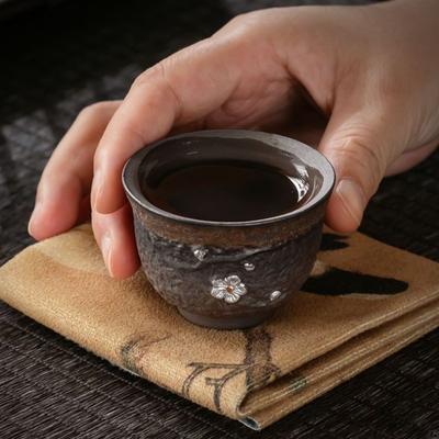 Liu Yin Coarse Pottery Teacup Ceramic Single Cup Ceramic Handmade Teacup Kung Fu Tea Set Unglazed Gilt Master Cup Tea Cup