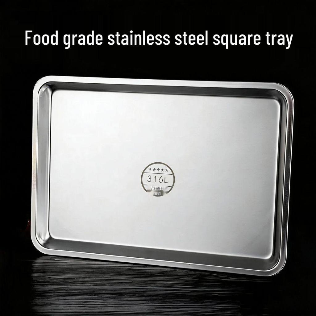 316 Food-Grade Stainless Steel Multi-Functional Rectangular Plate, Tray, and Dish.