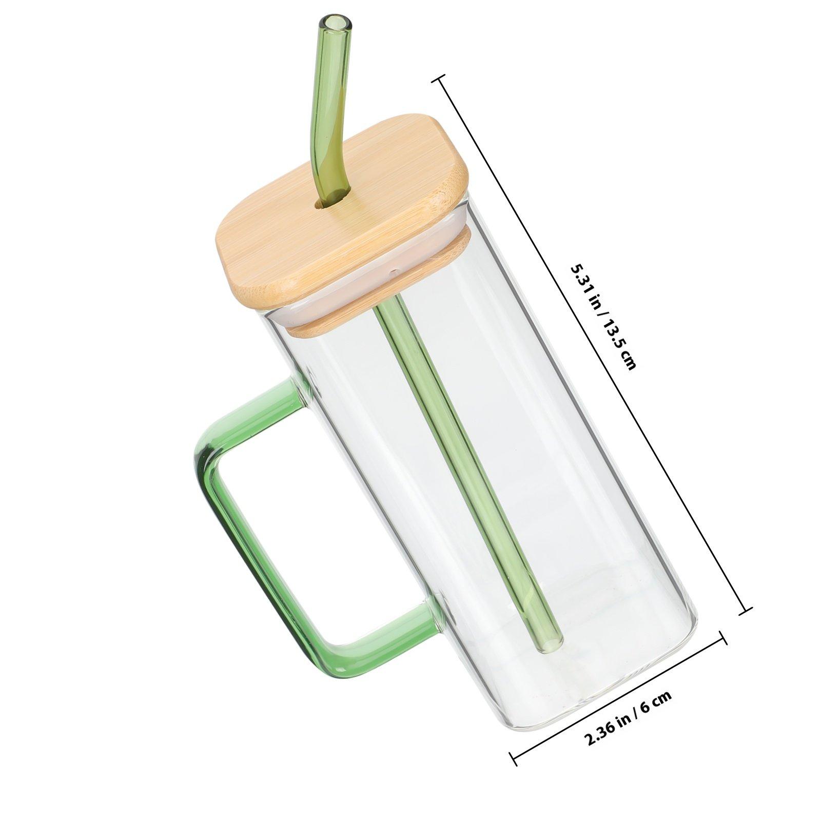 

Clear Glass Cup with Handle Bamboo Lid Transparent Drinking Glass for Cold Hot Beverage Milk Water Juice Mug Beverage Juice Cup other