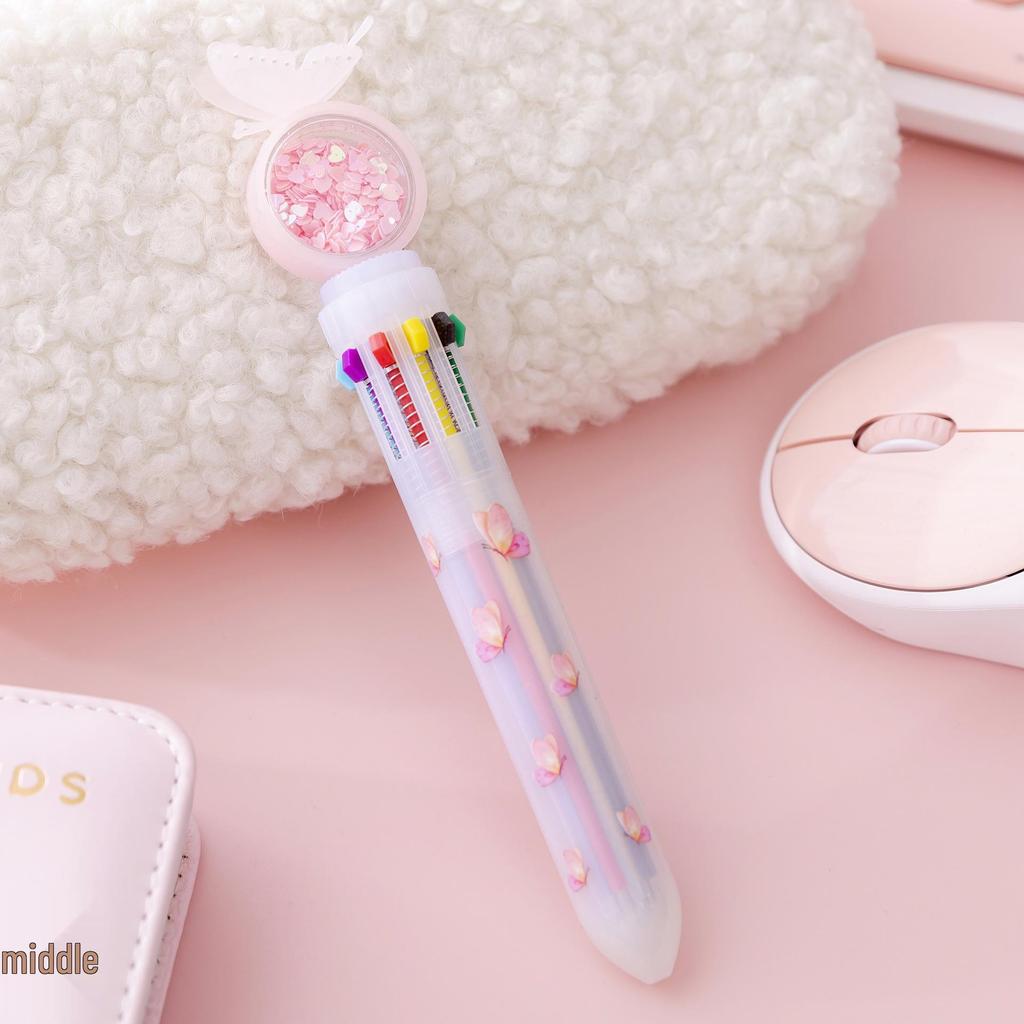 Creative Korean Style Multicolor Ballpoint Pen - 10 Vibrant Colors, Cartoon Design, Perfect Student Prizes & Small Gifts.