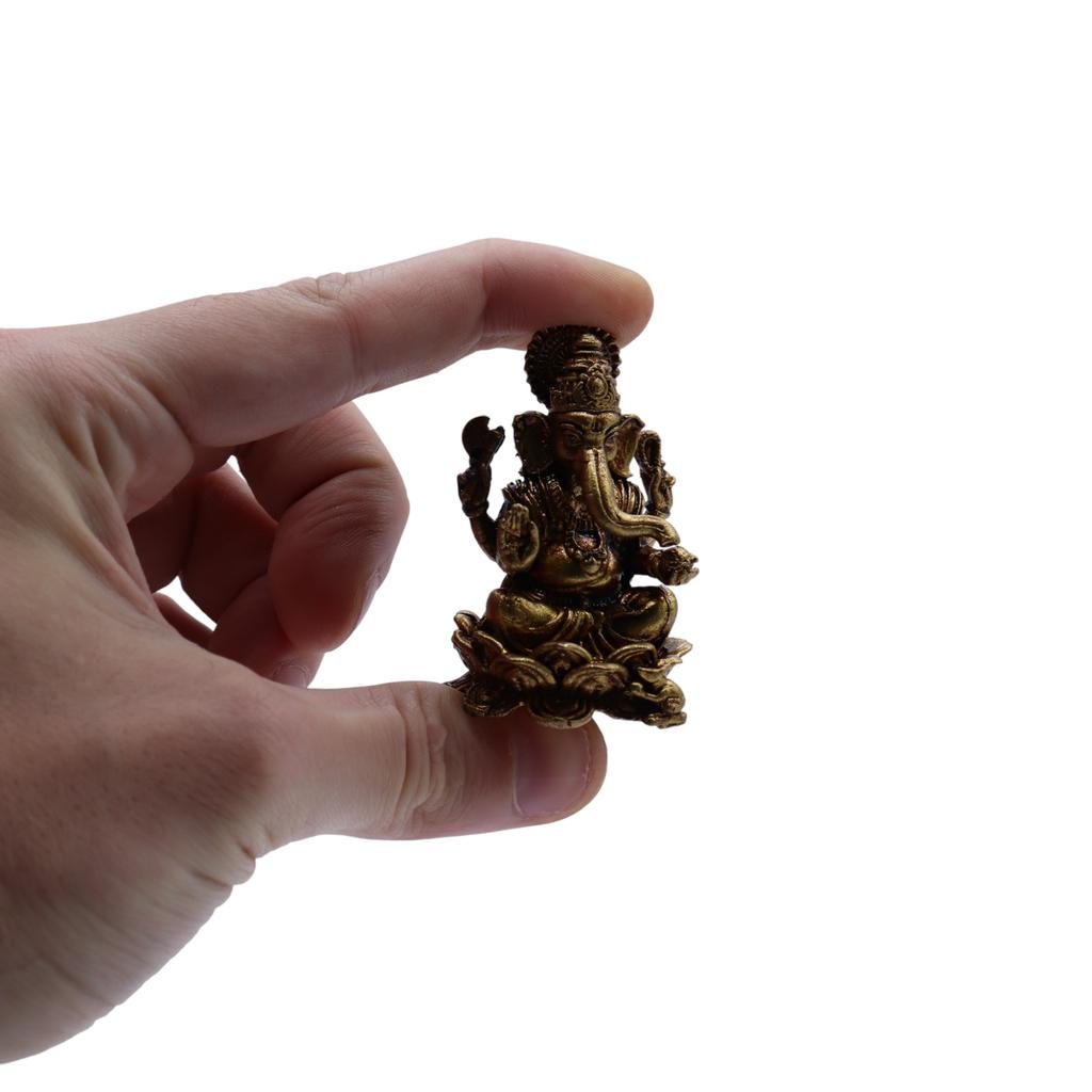 Antique Brass Ganesha Mini Statue 49mm 52g