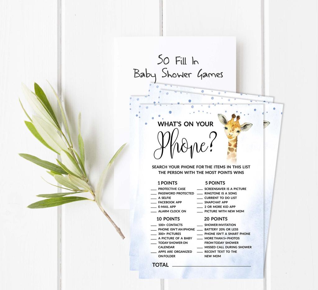 Inkdotpot Baby Shower Game Set Of 50 BabyA  AlphabetA  ABCA  Game Giraffe Jungle Animals Party