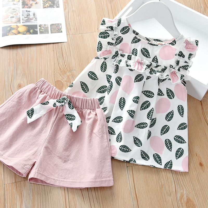 Girls Summer Fashion 2 Piece Set Cute Short Sleeve Top And Trendy Shorts Baby Kids Casual Outfit