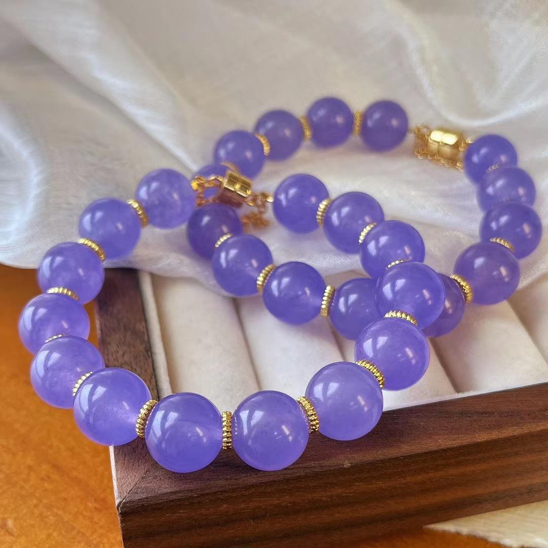 Retro High-End Original Design Violet Jadeite Quartz Rock Jade Bracelet Women S Purple Bracelet.