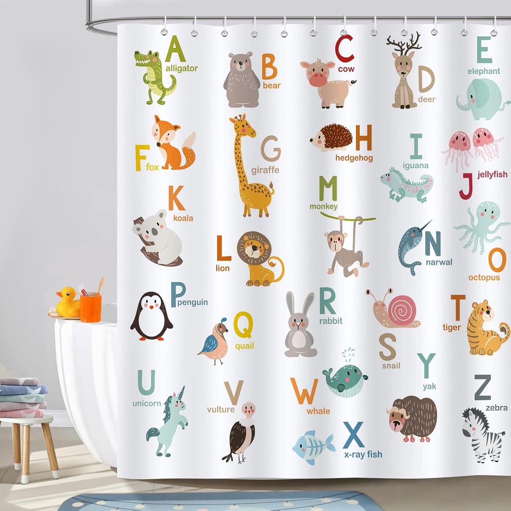 animal forest shower curtain bear fox deer squirrel waterproof bathroom decorative shower curtain 180 x 180cm with 12 hooks