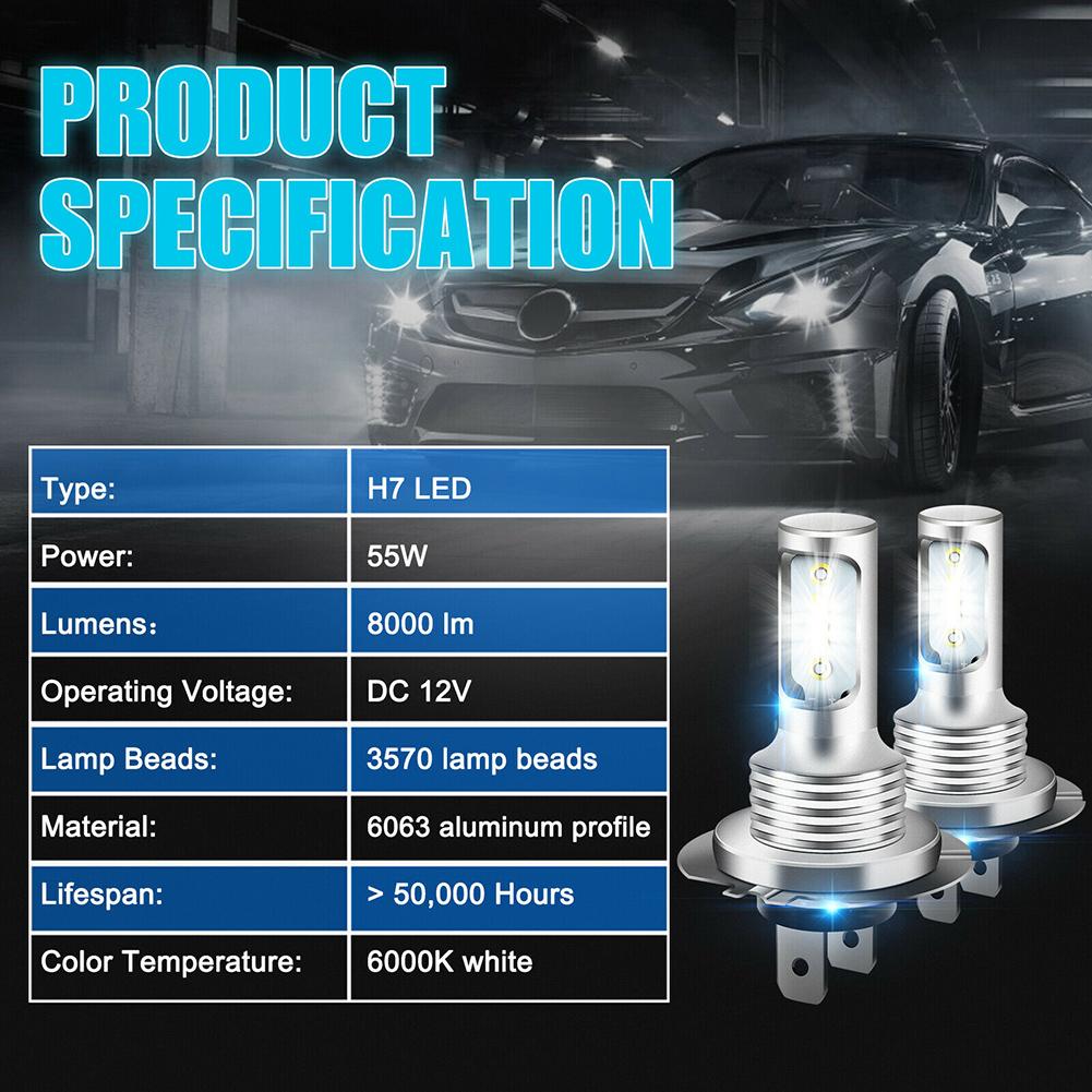 2 Stück H7 LED-Scheinwerferlampe, Auto-Nebelscheinwerfer, Fern- und Abblendlicht-Umrüstsatz, 6000 K, 110 W, ultraweiß