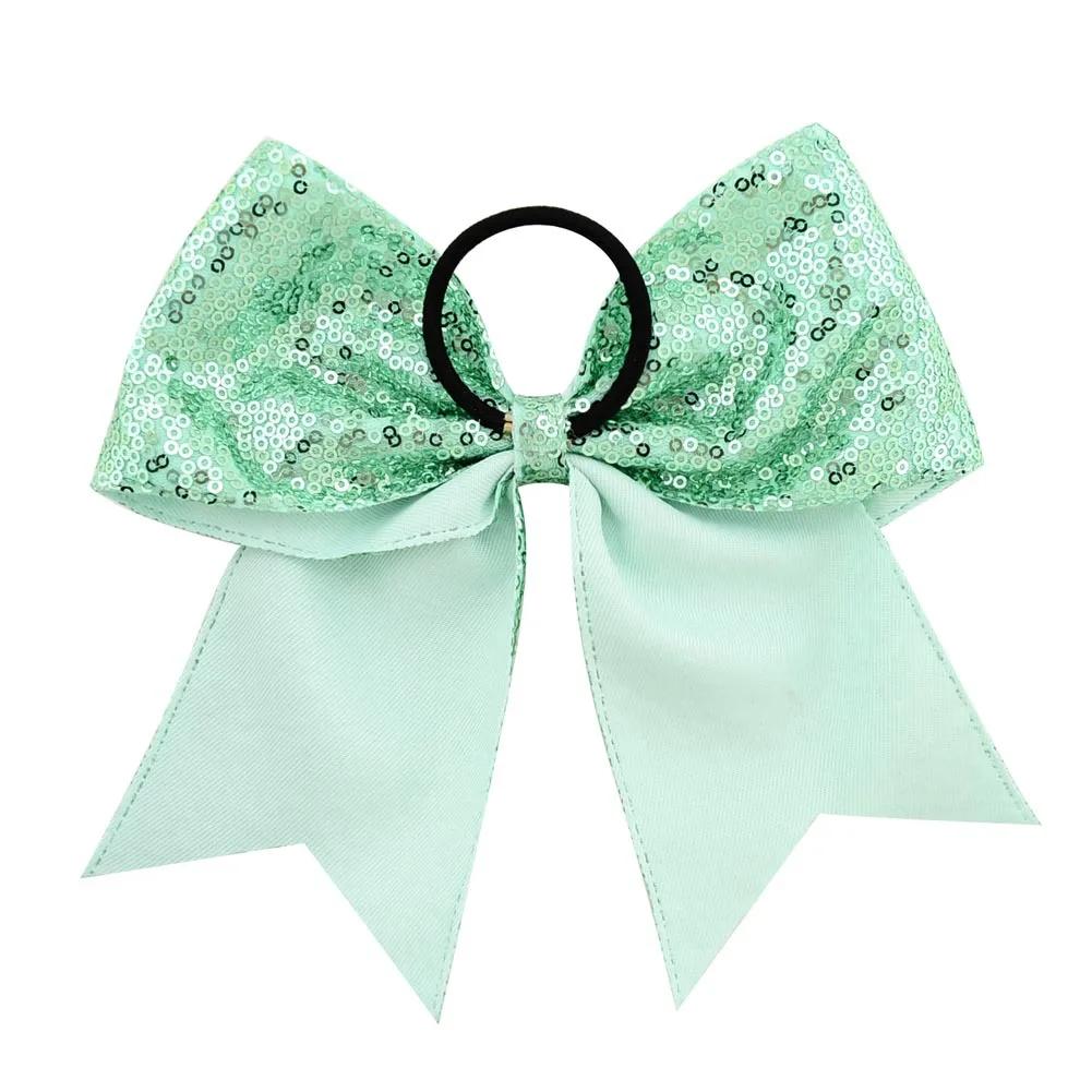 8 Inch Fashion Sequins Dovetail Bow Hair Loop Shiny Bows with Elastic Hair Ties Sparkly Headwear for Girls