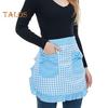 Kitchen Apron with Double Pockets Ruffle Trimmed Half Apron Adjustable Ties Western Pastry Work Clothes Apron