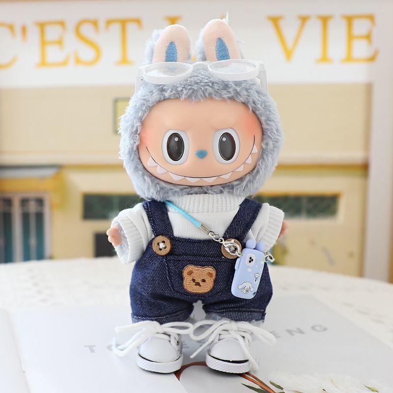 

Labubu Тканевая одежда Сидящая Вечеринка Виниловые Подвески Фигурки Детская одежда Плечевые ремни Брюки only clothes