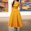 ZANZEA Women Elegant Irregular Collar Short Sleeve Casual Dress