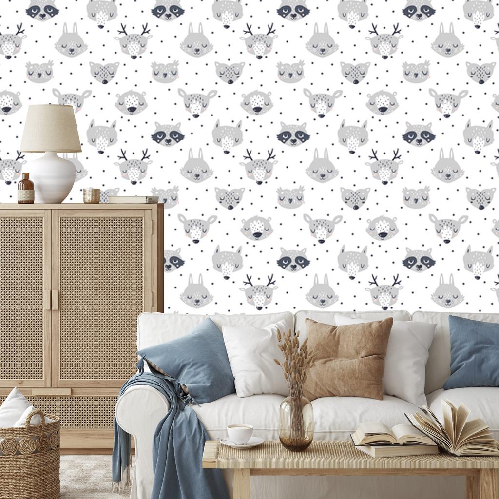 Wallpaper Teddy bears owls hares deer for living room and bedroom 50x1000