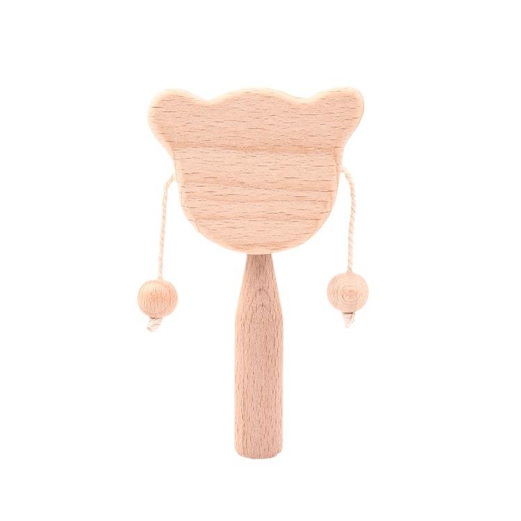 2024 Wooden Baby Rattle Toy - Creative Cartoon Beech Wood Design, Multi-Style Soothing Toy