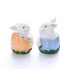 Cute Easter Rabbit Eggs Ornaments Resin Easter Bunny Holding Flower Ornaments Happy Easter Party Decoration Easter Gift