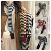 Neck Protection Winter Warm Scarf Striped Pattern Neck Scarf Vintage Knitted Long Scarf  Winter